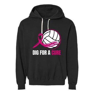 Dig For A Cure Breast Cancer Awareness Volleyball Pink Out Garment-Dyed Fleece Hoodie