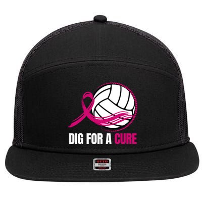 Dig For A Cure Breast Cancer Awareness Volleyball Pink Out 7 Panel Mesh Trucker Snapback Hat