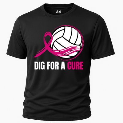 Dig For A Cure Breast Cancer Awareness Volleyball Pink Out Cooling Performance Crew T-Shirt