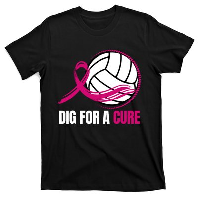 Dig For A Cure Breast Cancer Awareness Volleyball Pink Out T-Shirt