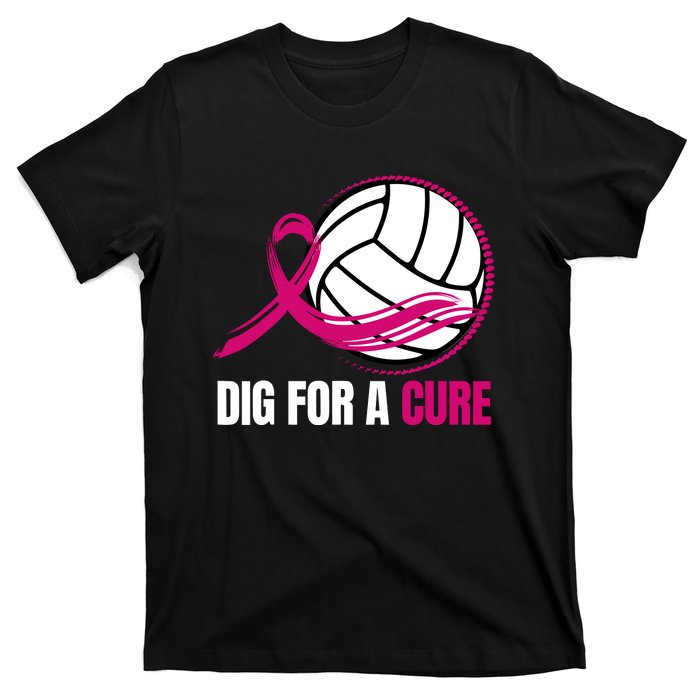 Dig For A Cure Breast Cancer Awareness Volleyball Pink Out T-Shirt