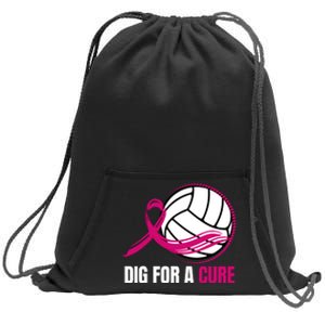 Dig For A Cure Breast Cancer Awareness Volleyball Pink Out Sweatshirt Cinch Pack Bag