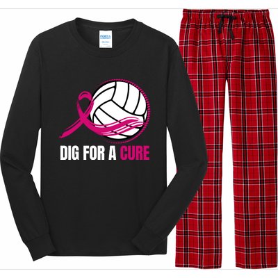 Dig For A Cure Breast Cancer Awareness Volleyball Pink Out Long Sleeve Pajama Set