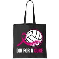 Dig For A Cure Breast Cancer Awareness Volleyball Pink Out Tote Bag