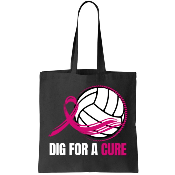 Dig For A Cure Breast Cancer Awareness Volleyball Pink Out Tote Bag