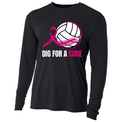 Dig For A Cure Breast Cancer Awareness Volleyball Pink Out Cooling Performance Long Sleeve Crew