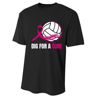 Dig For A Cure Breast Cancer Awareness Volleyball Pink Out Performance Sprint T-Shirt