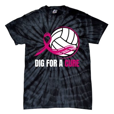 Dig For A Cure Breast Cancer Awareness Volleyball Pink Out Tie-Dye T-Shirt