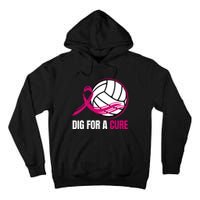 Dig For A Cure Breast Cancer Awareness Volleyball Pink Out Tall Hoodie