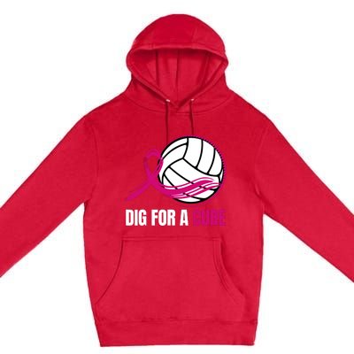 Dig For A Cure Breast Cancer Awareness Volleyball Pink Out Premium Pullover Hoodie