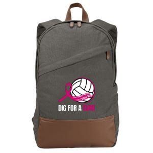 Dig For A Cure Breast Cancer Awareness Volleyball Pink Out Cotton Canvas Backpack