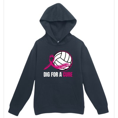 Dig For A Cure Breast Cancer Awareness Volleyball Pink Out Urban Pullover Hoodie