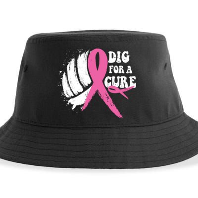 Dig For A Cure Breast Cancer Awareness Volleyball Pink Out Sustainable Bucket Hat