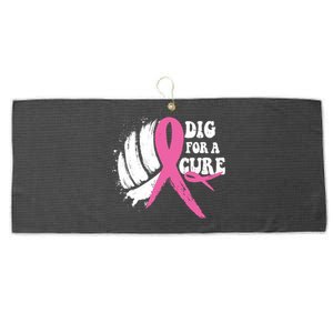 Dig For A Cure Breast Cancer Awareness Volleyball Pink Out Large Microfiber Waffle Golf Towel