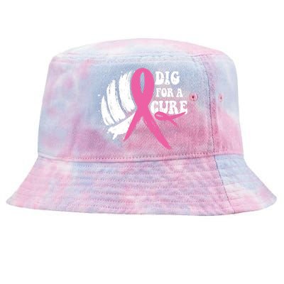 Dig For A Cure Breast Cancer Awareness Volleyball Pink Out Tie-Dyed Bucket Hat