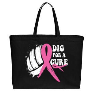 Dig For A Cure Breast Cancer Awareness Volleyball Pink Out Cotton Canvas Jumbo Tote