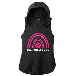 Dig For A Cure Breast Cancer Awareness Volleyball Pink Out Ladies PosiCharge Tri-Blend Wicking Draft Hoodie Tank