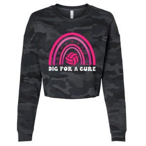 Dig For A Cure Breast Cancer Awareness Volleyball Pink Out Cropped Pullover Crew