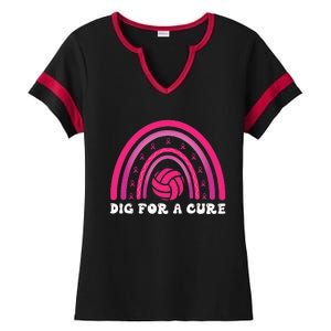 Dig For A Cure Breast Cancer Awareness Volleyball Pink Out Ladies Halftime Notch Neck Tee