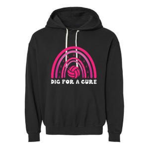 Dig For A Cure Breast Cancer Awareness Volleyball Pink Out Garment-Dyed Fleece Hoodie