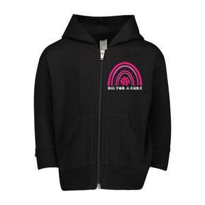 Dig For A Cure Breast Cancer Awareness Volleyball Pink Out Toddler Zip Fleece Hoodie