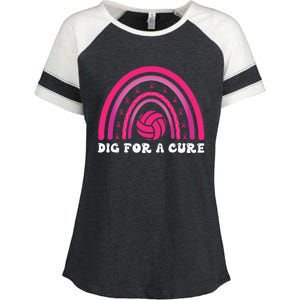 Dig For A Cure Breast Cancer Awareness Volleyball Pink Out Enza Ladies Jersey Colorblock Tee