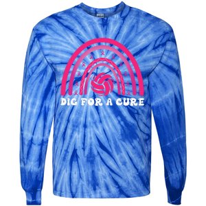 Dig For A Cure Breast Cancer Awareness Volleyball Pink Out Tie-Dye Long Sleeve Shirt