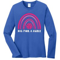 Dig For A Cure Breast Cancer Awareness Volleyball Pink Out Ladies Long Sleeve Shirt