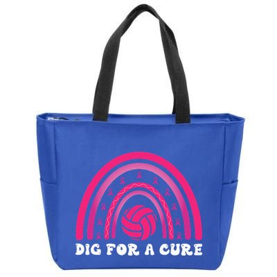Dig For A Cure Breast Cancer Awareness Volleyball Pink Out Zip Tote Bag