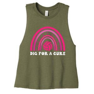 Dig For A Cure Breast Cancer Awareness Volleyball Pink Out Women's Racerback Cropped Tank