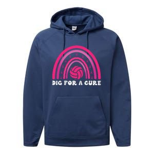 Dig For A Cure Breast Cancer Awareness Volleyball Pink Out Performance Fleece Hoodie