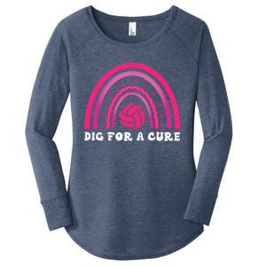 Dig For A Cure Breast Cancer Awareness Volleyball Pink Out Women's Perfect Tri Tunic Long Sleeve Shirt