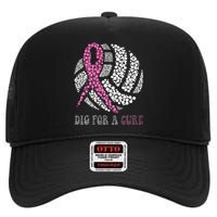 Dig For A Cure Breast Cancer Awareness Volleyball Pink Out High Crown Mesh Back Trucker Hat