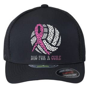 Dig For A Cure Breast Cancer Awareness Volleyball Pink Out Flexfit Unipanel Trucker Cap