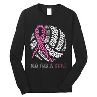 Dig For A Cure Breast Cancer Awareness Volleyball Pink Out Long Sleeve Shirt