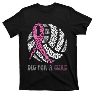 Dig For A Cure Breast Cancer Awareness Volleyball Pink Out T-Shirt