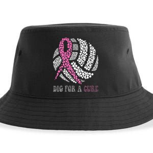 Dig For A Cure Breast Cancer Awareness Volleyball Pink Out Sustainable Bucket Hat