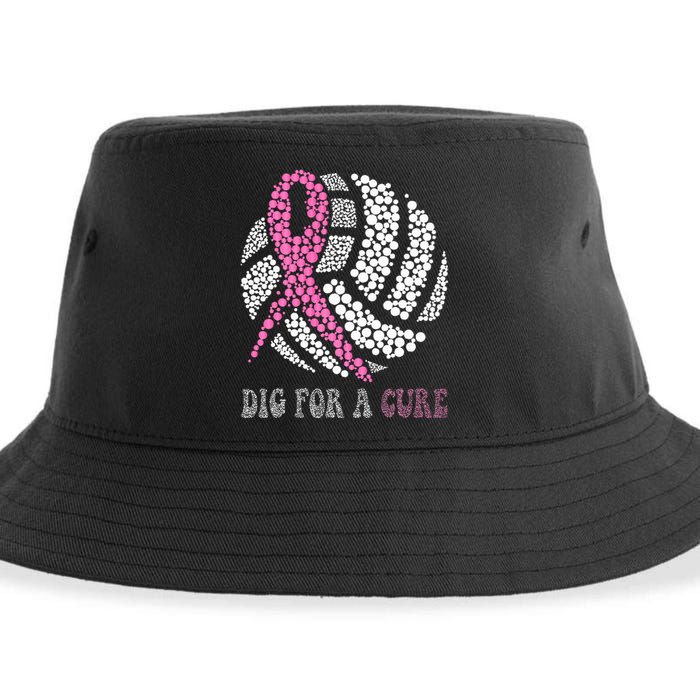 Dig For A Cure Breast Cancer Awareness Volleyball Pink Out Sustainable Bucket Hat