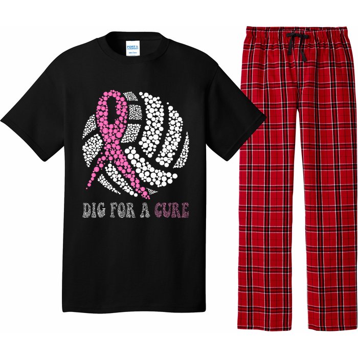 Dig For A Cure Breast Cancer Awareness Volleyball Pink Out Pajama Set