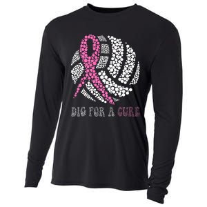 Dig For A Cure Breast Cancer Awareness Volleyball Pink Out Cooling Performance Long Sleeve Crew