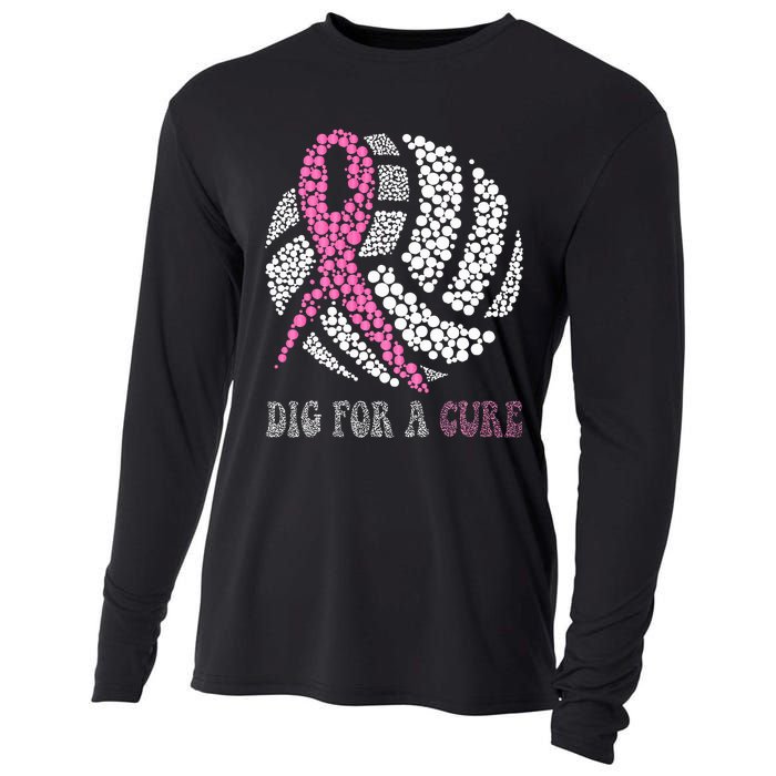 Dig For A Cure Breast Cancer Awareness Volleyball Pink Out Cooling Performance Long Sleeve Crew