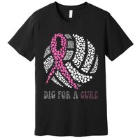 Dig For A Cure Breast Cancer Awareness Volleyball Pink Out Premium T-Shirt