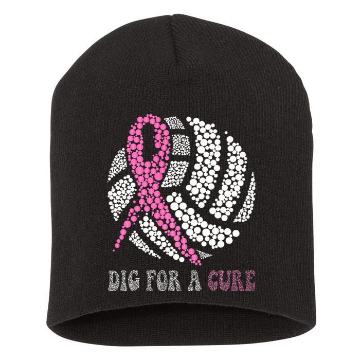 Dig For A Cure Breast Cancer Awareness Volleyball Pink Out Short Acrylic Beanie