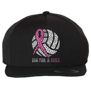 Dig For A Cure Breast Cancer Awareness Volleyball Pink Out Wool Snapback Cap