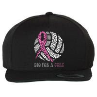 Dig For A Cure Breast Cancer Awareness Volleyball Pink Out Wool Snapback Cap