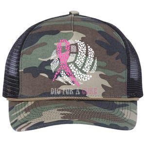 Dig For A Cure Breast Cancer Awareness Volleyball Pink Out Retro Rope Trucker Hat Cap