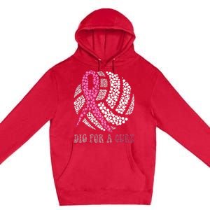 Dig For A Cure Breast Cancer Awareness Volleyball Pink Out Premium Pullover Hoodie