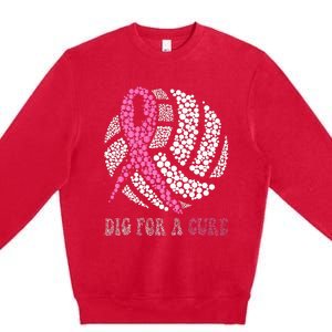 Dig For A Cure Breast Cancer Awareness Volleyball Pink Out Premium Crewneck Sweatshirt