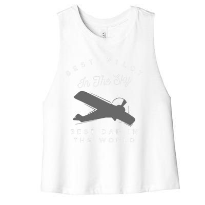 Dad Father Airplane Pilot BirthDay Gift Women's Racerback Cropped Tank