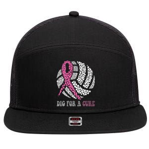 Dig For A Cure Breast Cancer Awareness Volleyball Pink Out 7 Panel Mesh Trucker Snapback Hat